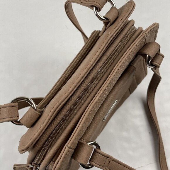 MULTI-SAC Purse Beige Double Handle Shoulder Bag Pebbled Faux Leather Medium - Picture 14 of 14